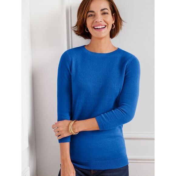 Talbots Blue Audrey Cashmere Sweater Large Petite LP - Picture 1 of 5